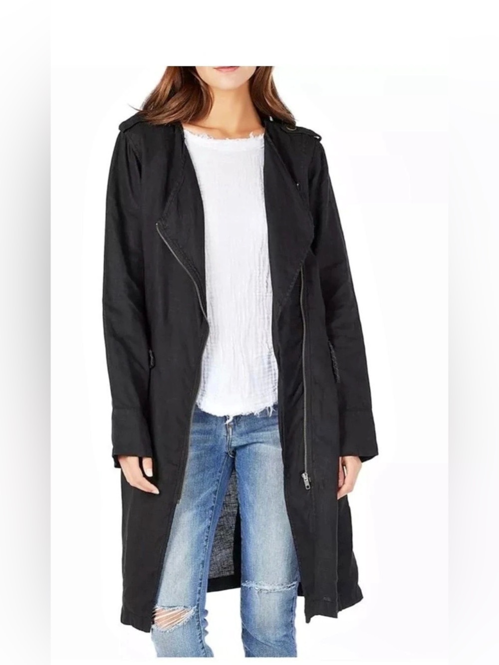 Michael Stars Black Lightweight Trench Coat